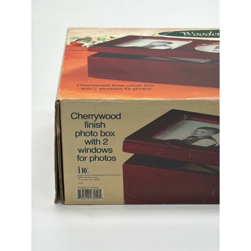 IDC Cherrywood Finish Wooden Photo Box with 2 Picture Windows‎ 9324-19 NEW